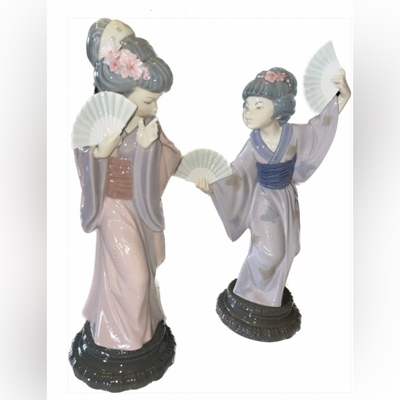 LLADRO FIGURINE "CHRYSANTHEMUM / TIMID JAPANESE" GEISHA GIRL WITH FAN SPAIN 4990 - Picture 7 of 11